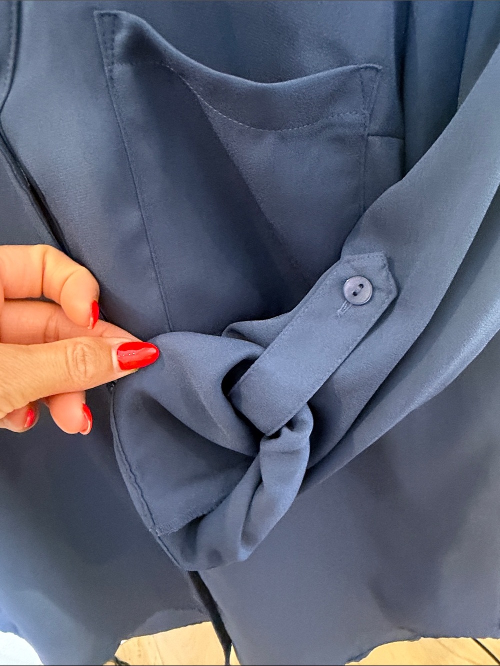 Blue Button-Up Blouse - Picture 4 of 4